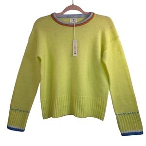 Sundry Oversized Tipping Crew Sweater in Sensible Yellow(lime green) XS